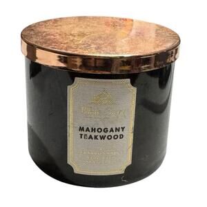 Mahogany Teakwood WHITE BARN 3-Wick Candle 45 Hour Bath & Body Works